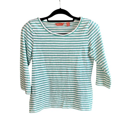 Tommy Bahama Relax Sea Green Striped Casual 3/4 Sleeves T shirt Size Medium - Picture 1 of 7